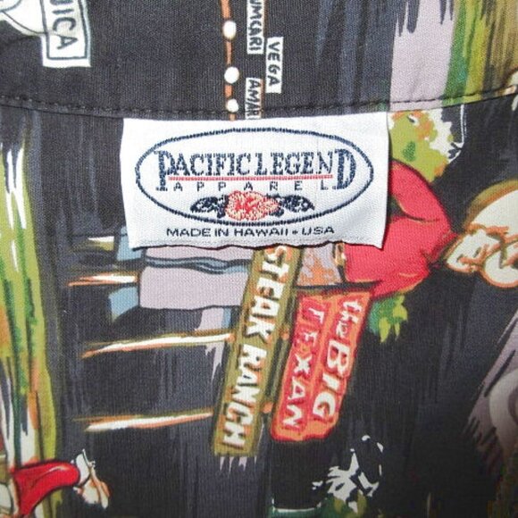 Vtg Pacific Legend Men's Hawaiian Shirt Size L Button Up Route 66 Dinosaur USA - Picture 7 of 12